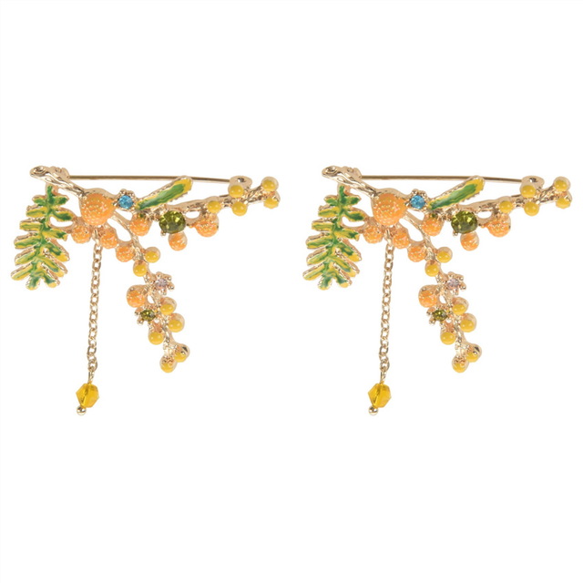 2X Jewelry Well Green Leaf Brooch Pin Female Ladies &#39;Shirts Brooches