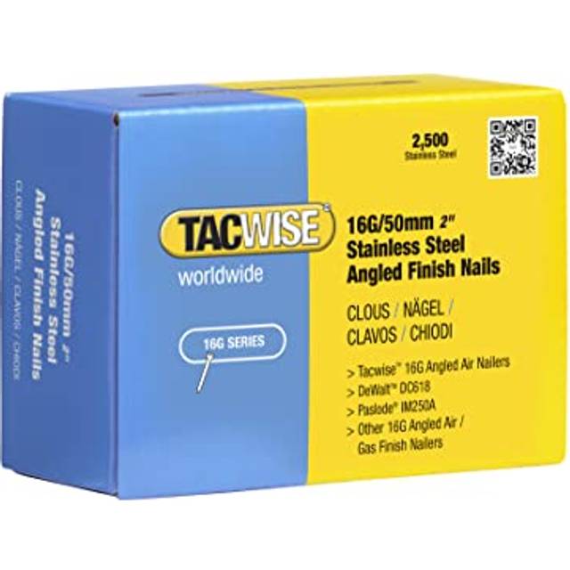 Tacwise Type 160/50mm 16G Stainless Steel Angled Finish Nails for Nail Gun (1000)