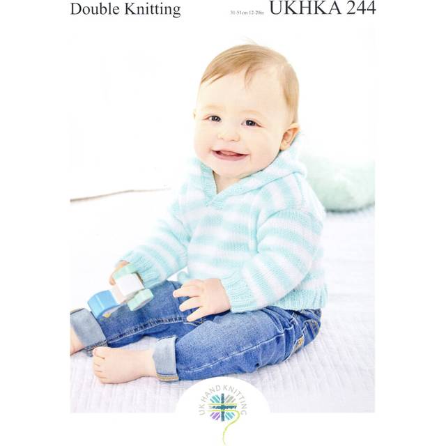 UKHKA 244 DK Knitting Pattern for Baby Hoodies & Sweater