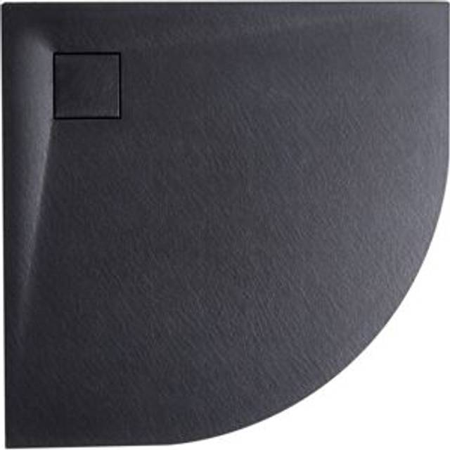 Minimalist Shower Tray with Drain smc Natural Stone Effect Black 80 x 80 x 3 cm Paron