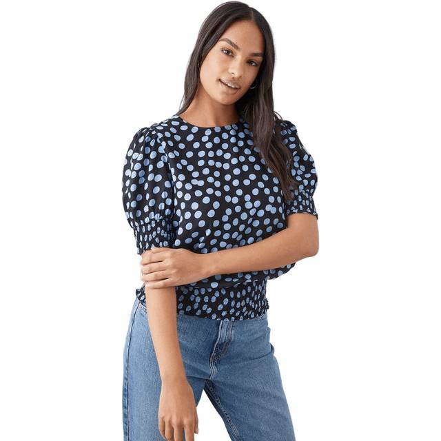 Dorothy Perkins Womens/Ladies Spotted Shirred Hem Blouse 16 UK black