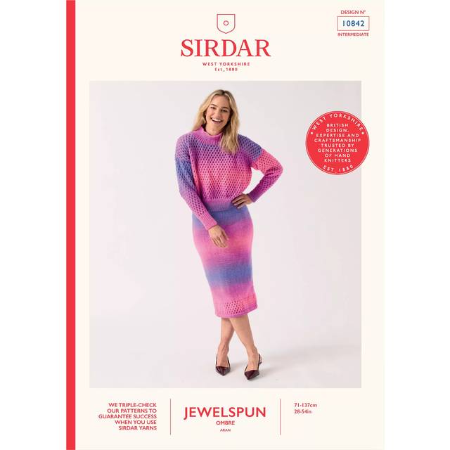 Sirdar Jewelspun Aran Ombre Two Piece Knitting Pattern, 10842