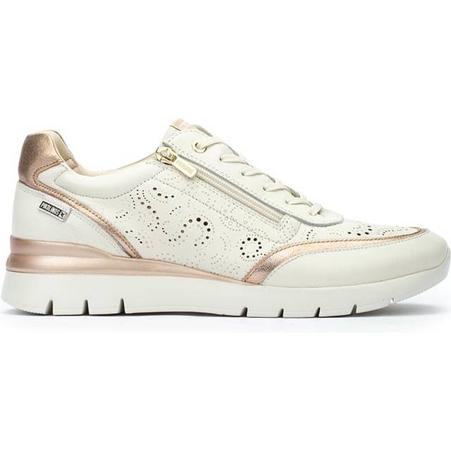 Pikolinos for woman. W4R-6622C1 Off-white Cantabria Leather Sneakers (41), 3 to 5 cm, Zip, Casual