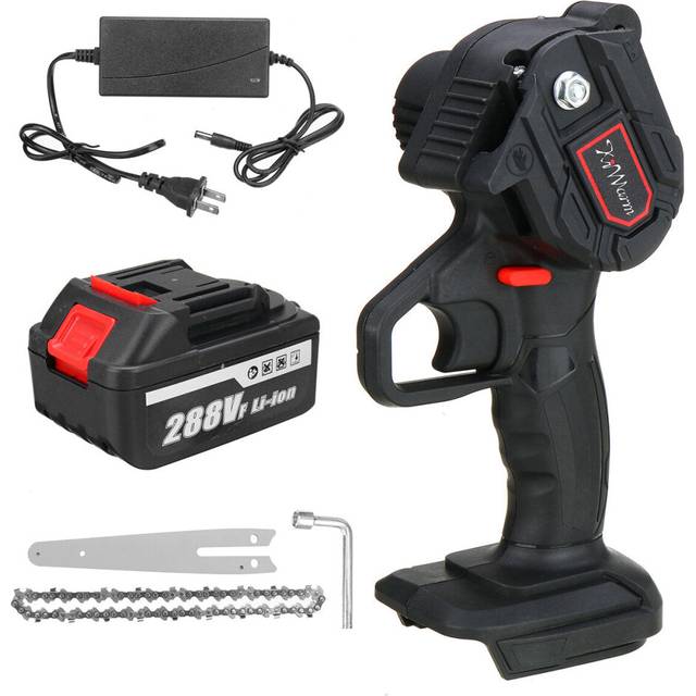 (One Battery, US Plug) 6 Inch Portable Electric Pruning Chain Saw Rechargeable Small Woodworking Wood Cutter