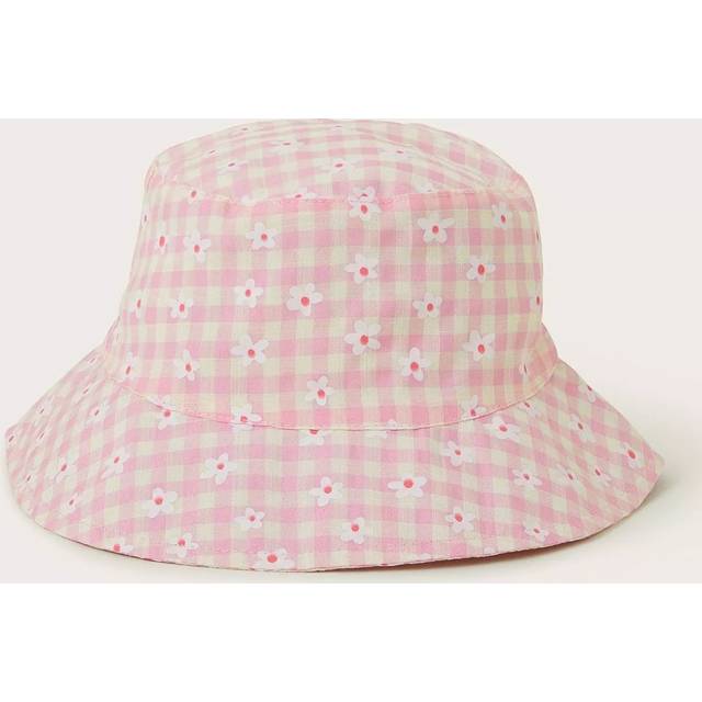 Monsoon Baby Check Floppy Bucket Hat, Pink/Multi
