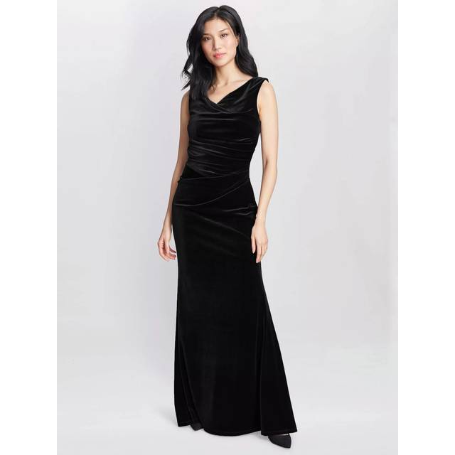 Gina Bacconi Selena Velvet Maxi Dress, Aubergine
