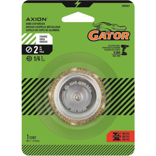 Gator 2034002 2 in. Coarse Crimped Wire Cup Brush, Brass Coated Steel - 4500 RPM