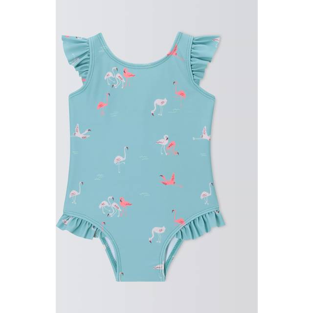 John Lewis Baby Flamingo Swimsuit, Green