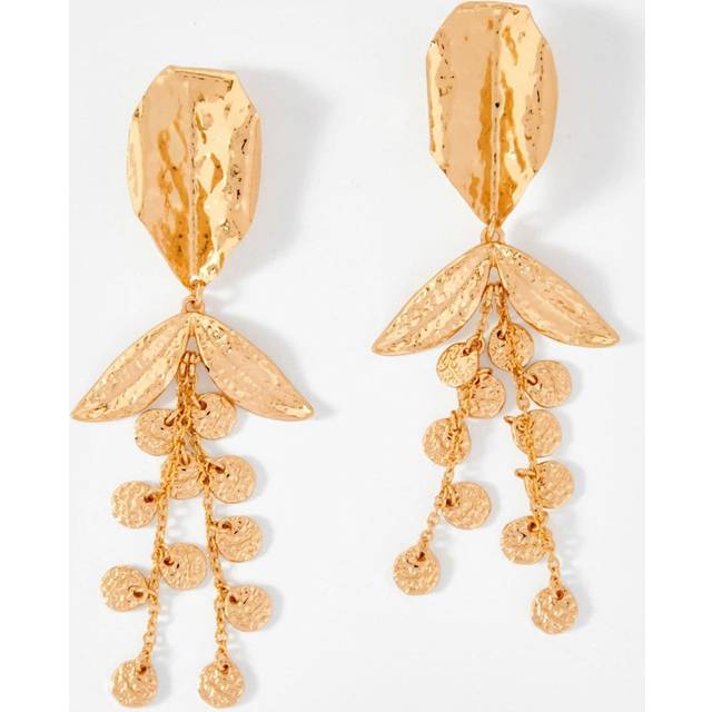 Mint Velvet Statement Floral Hanging Earrings, Gold