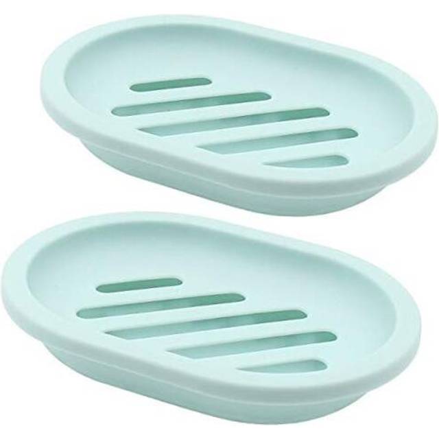 Topsky 2Pack Soap Dish with Drain  Soap Holder  Soap Saver  Easy Cleaning  Dry  Stop Mushy Soap Green