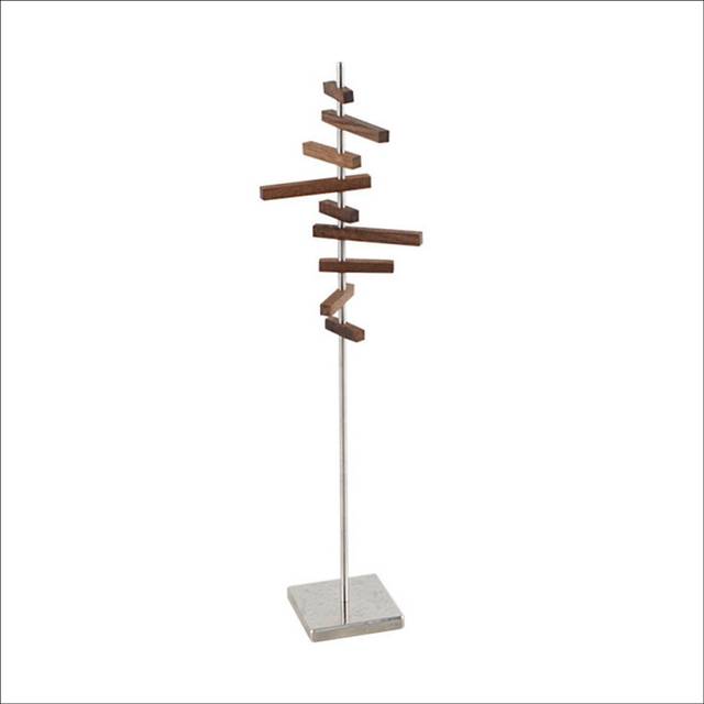 1/6 Scale Miniature Dollhousel Wind Vane Shape Clothes Floor Hanger Model for 1/6 BJD Blyth Doll Furniture Black Walnut