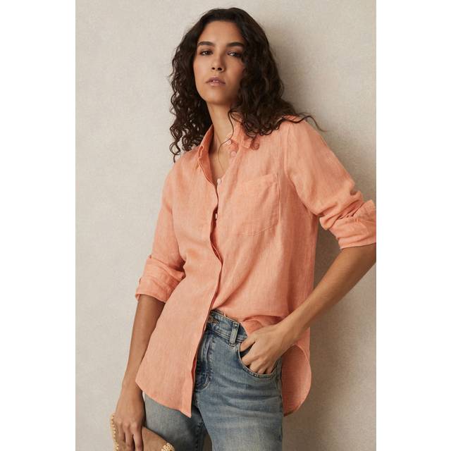 Reiss Belle Long Sleeve Pure Linen Shirt