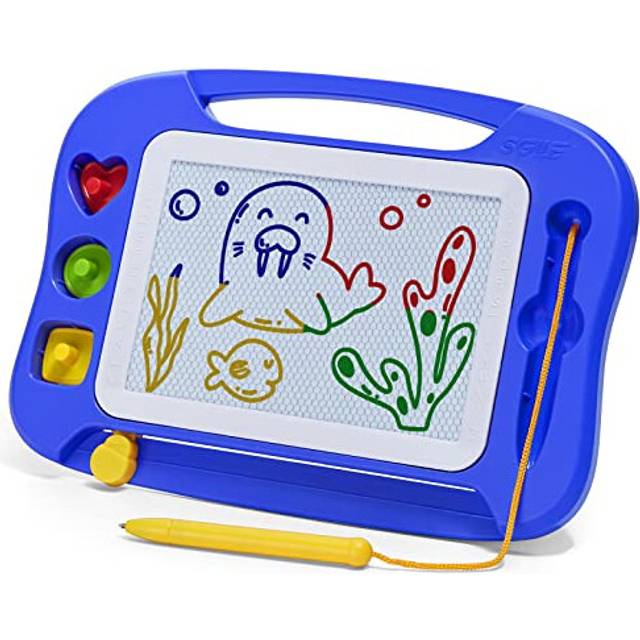 SGILE Magnetic Drawing Board for Kids, Colorful Erasable Doodle Board with Magnet Pen, Painting Sketch Pad with Three Stamps, Travel Toy, Birthday
