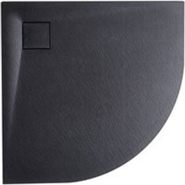 Beliani - Minimalist Shower Tray with Drain smc Natural Stone Effect Black 90 x 90 x 3 cm Paron
