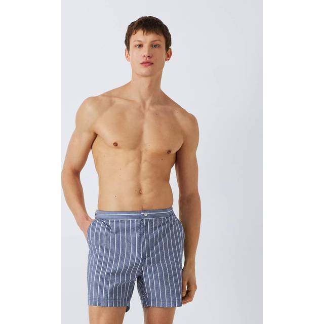 John Lewis Tailored Seersucker Stripe Swim Shorts, Blue Multi