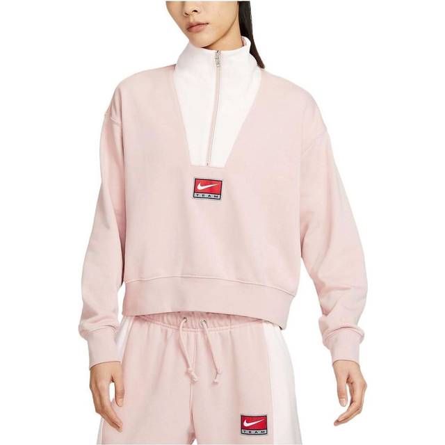 (WMNS) Nike Sportswear Quarter Zip Sweatshirt 'Pink' DQ6944-601 - pink/white