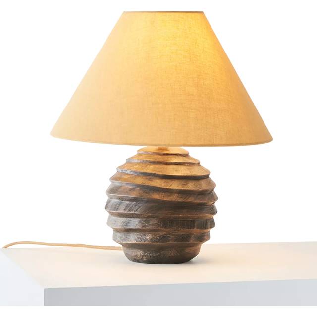 John Lewis Jika Carved Mango Wood Table Lamp, Black