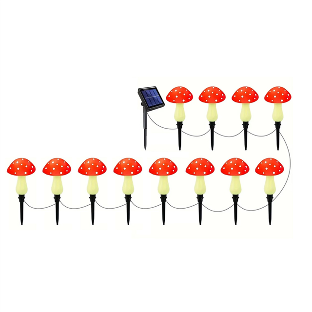 Solar Mushroom Fairy Lights Outdoor Garden Pathway Decoration 12pcs