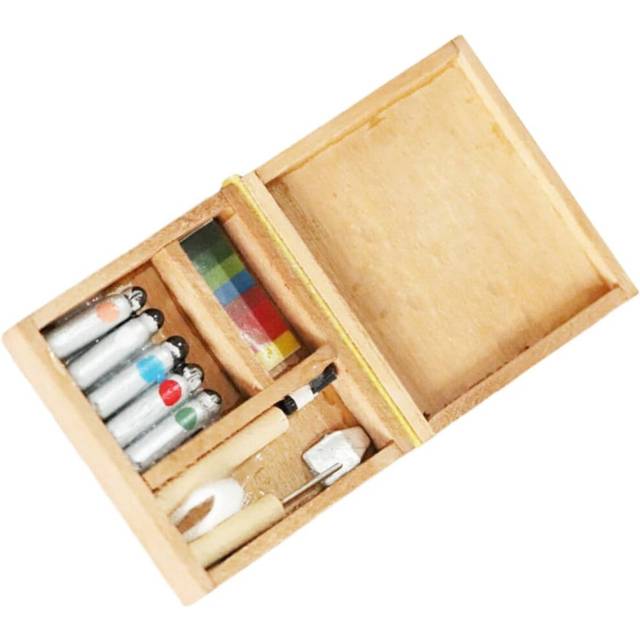 Miniature Dollhouse Paint Box Accessories Model Plaything for Mini House Scenes for Creative Play and Decoration
