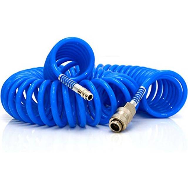 Eyepower - 10m Compressor Airline Hose 1/4' 10 Bar Compressed Air Coiled pu Hose High Flow
