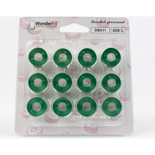 WonderFil  Specialty Threads  DecoBob  Pre-Wound Bobbins  Size L - Emerald Green