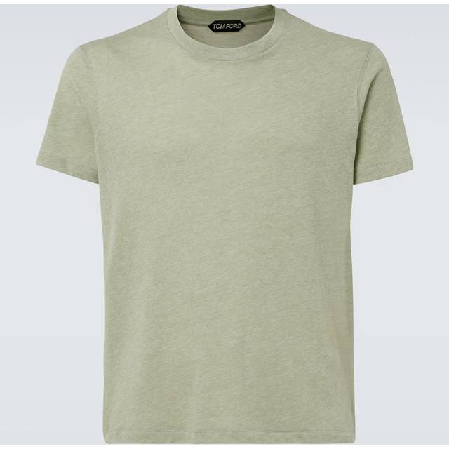 Tom Ford, Topp, Herr, L, Bomull, Melerad T-shirt - green (L)