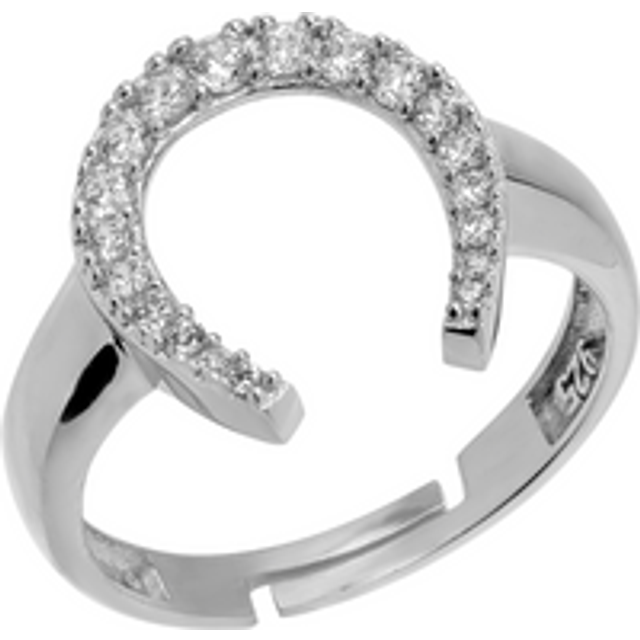 Womens Sterling Silver Horseshoe Equestrian Ring - Grey - One Size