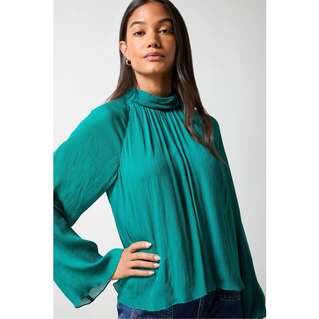 Ro&Zo Crinkle Flared Sleeve Blouse, Green