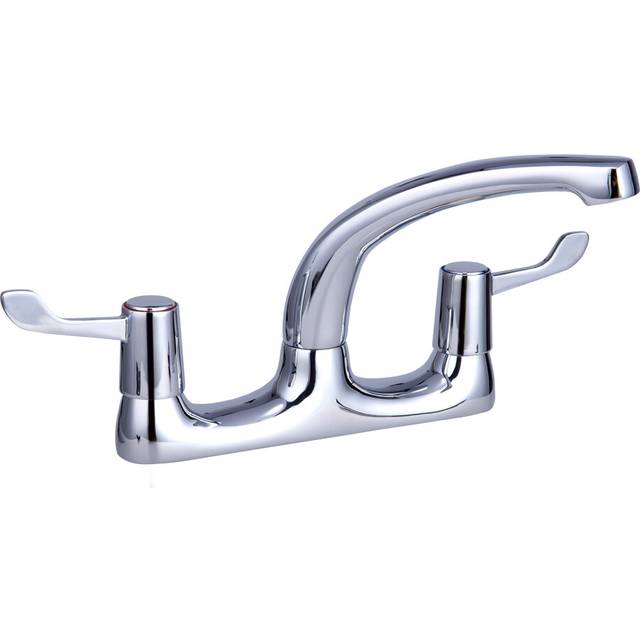 Contemporary Chrome Kitchen Deck Mounted Sink Mixer Tap - Metallic Silver - One Size