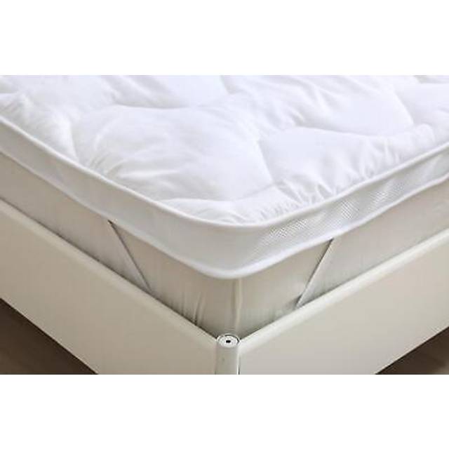 (Super King, White) Microfibre Mattress Topper 10cm/4inch Box Stitched Hotel Quality With Straps