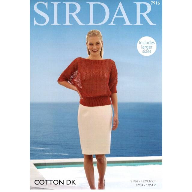 Sirdar cotton dk knitting pattern - 7916 ladies summertop
