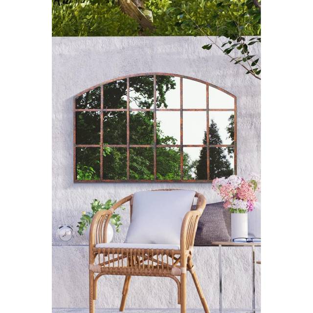 Mirroroutlet Home & Garden Lancaster Metal Arch Shaped Decorative Window Garden Mirror 90Cm X 56Cm