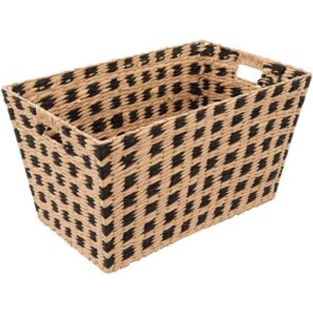 5five Woven Square Design Basket, Extra Large, Black & Natural
