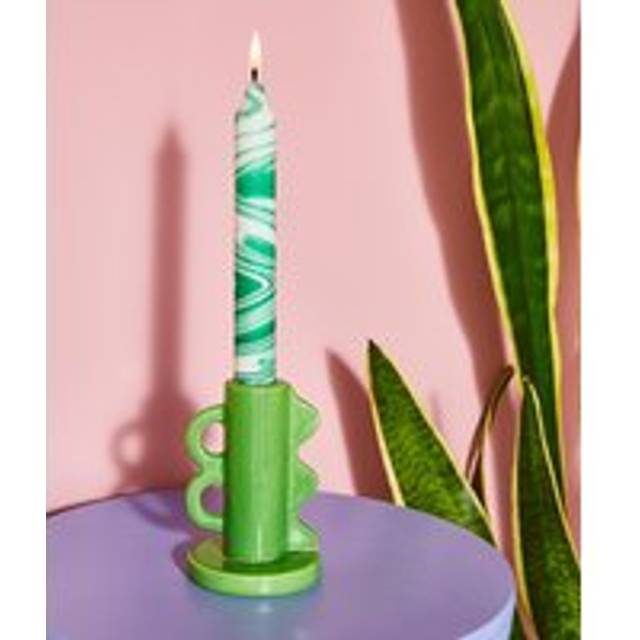 Retro Wavy Candle Holder - Green - by Joe Browns - One Size