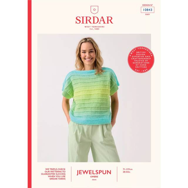 Sirdar Jewelspun Aran Ombre Top Knitting Pattern, 10843