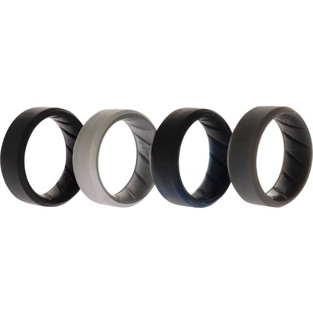 Silicone Wedding BR 8mm Edge Ring Set - Basic-Black-BlueC by ROQ for M