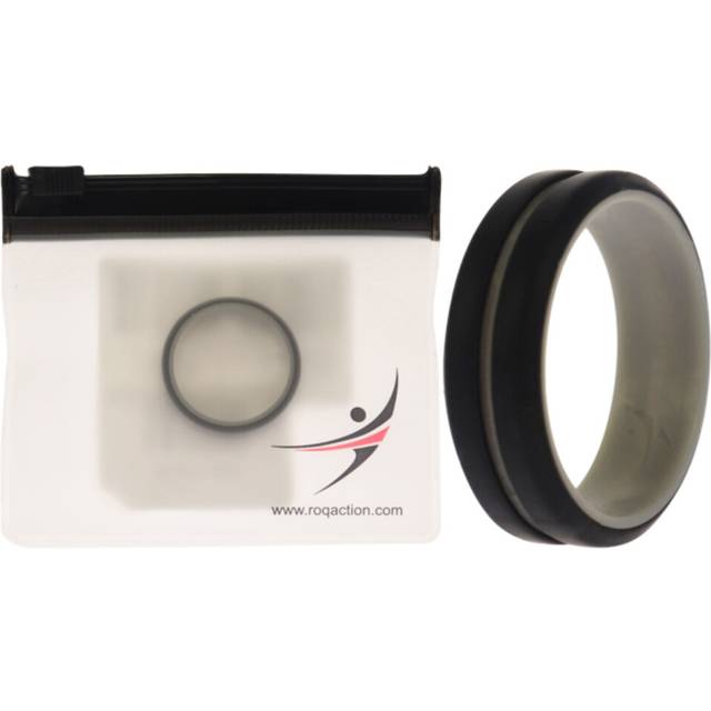 Silicone Wedding 2Layer Middle Line Ring - Grey-Black by ROQ for Men -