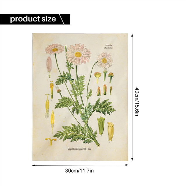 3Pcs Flower Tapestry Wall Hanging Wildflower Small (A+B+E)