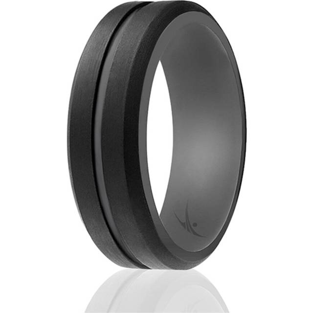Silicone Wedding 2Layer Middle Line Ring - Grey-Black by ROQ for Men -