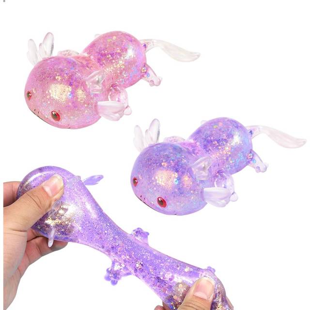 Mexican axolotl stress relief ball, suitable for children and adults - super soft - relaxing stress relief toy (random color) 4 pieces
