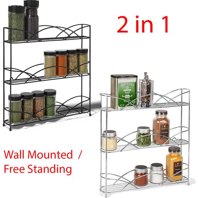 Buckingham 30134 3 Tier Free Standing Spice & Herb Rack Jar Holder Organiser Storage, default_no_selection_value, Black, 33 cm