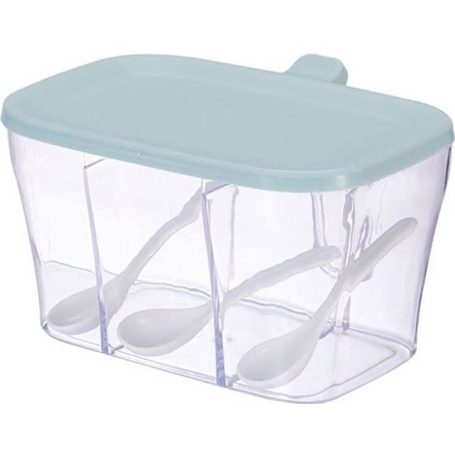 3-compartment transparent spice box, spice storage box with lid and spoons spice container spice jars kitchen spice jars spice rack