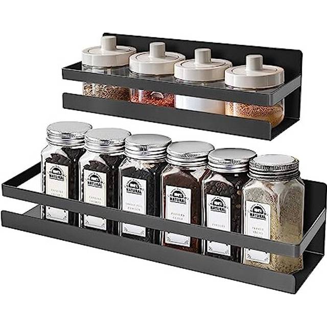 2 Pack Magnetic Spice Rack Organizer, Magnet Shelf Spice Racks, Wall Mounted Seasoning Organizer for Cabinet Refrigerator Space Saving Kitchen