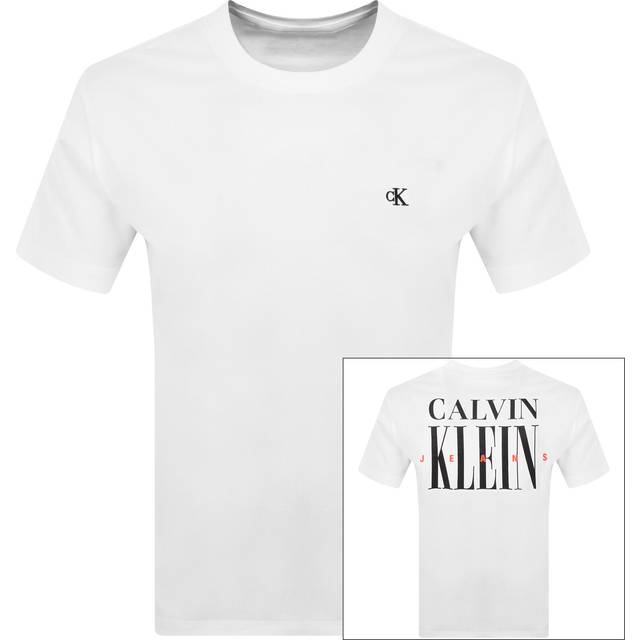 Calvin Klein Jeans Serif Font Graphic T-Shirt - White, White, Size L, Men