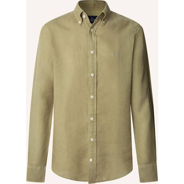 Hackett London Linen Tailored Fit Contrast Logo Shirt