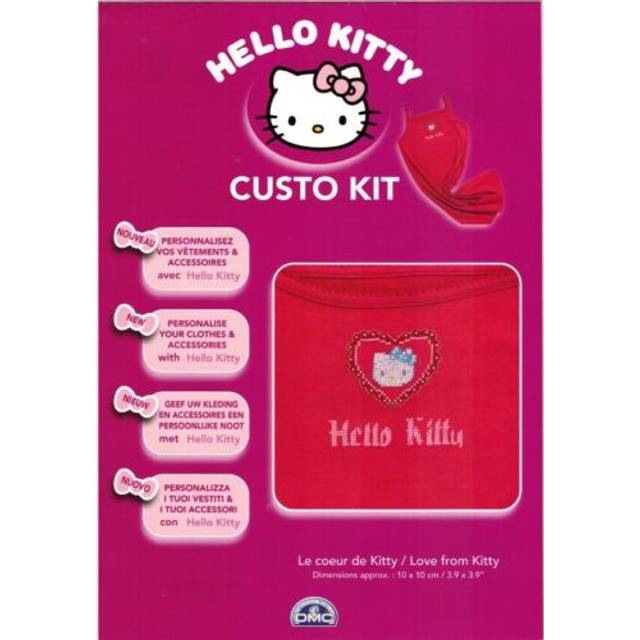 Love from kitty hello kitty custo cross stitch kit by dmc using waste canvas