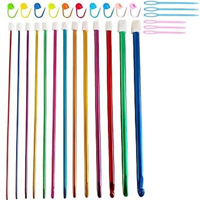 13 Sizes(2mm-10mm) Tunisian Crochet Hooks Set,29 PCS Hooks,Long Hooks,Afghan