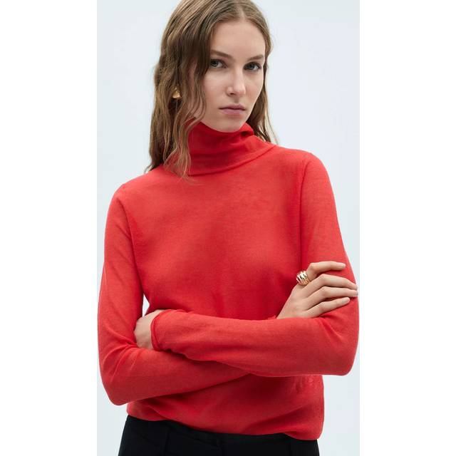 Mango Poma Slim Fit Turtleneck Jumper, Red