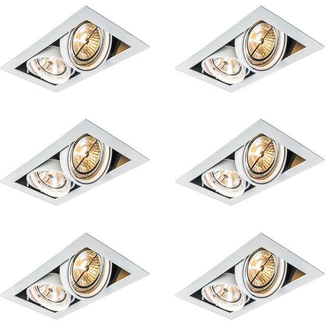 Qazqa - Set of 6 Recessed Spotlights White AR111 Adjustable 2-Lights - Oneon