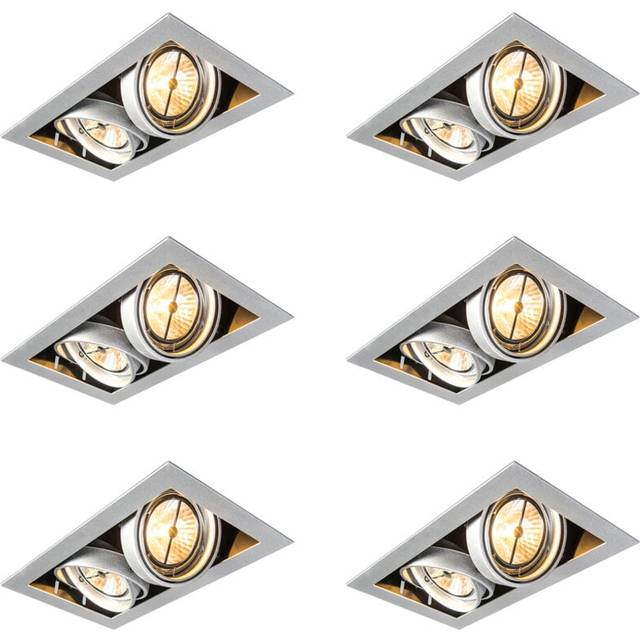 Qazqa - Set of 6 Recessed Spotlights Steel AR111 Adjustable 2-Lights - Oneon